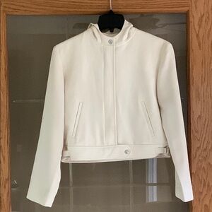 Ralph Lauren Cream Worsted Wool Jacket Modern Cropped Design with hood.